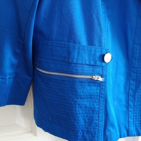 Dress Barn Blue Lightweight Cotton Spandex Open Front Jacket XL - Picture 3 of 10